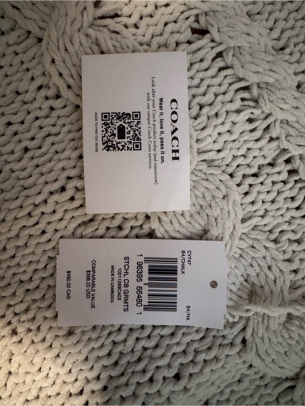 Coach Mini Bag Tags - Cream